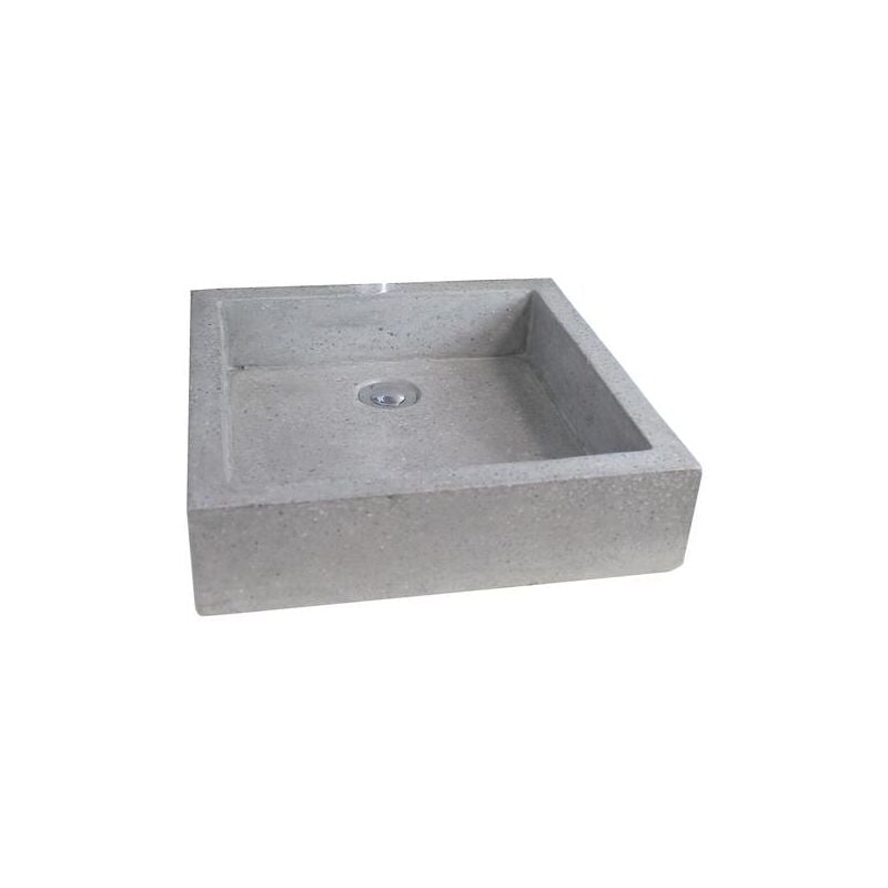 Ondee - Vasque carrée à poser timbre - Gris - 40cm - Terrazzo - Sans trop plein