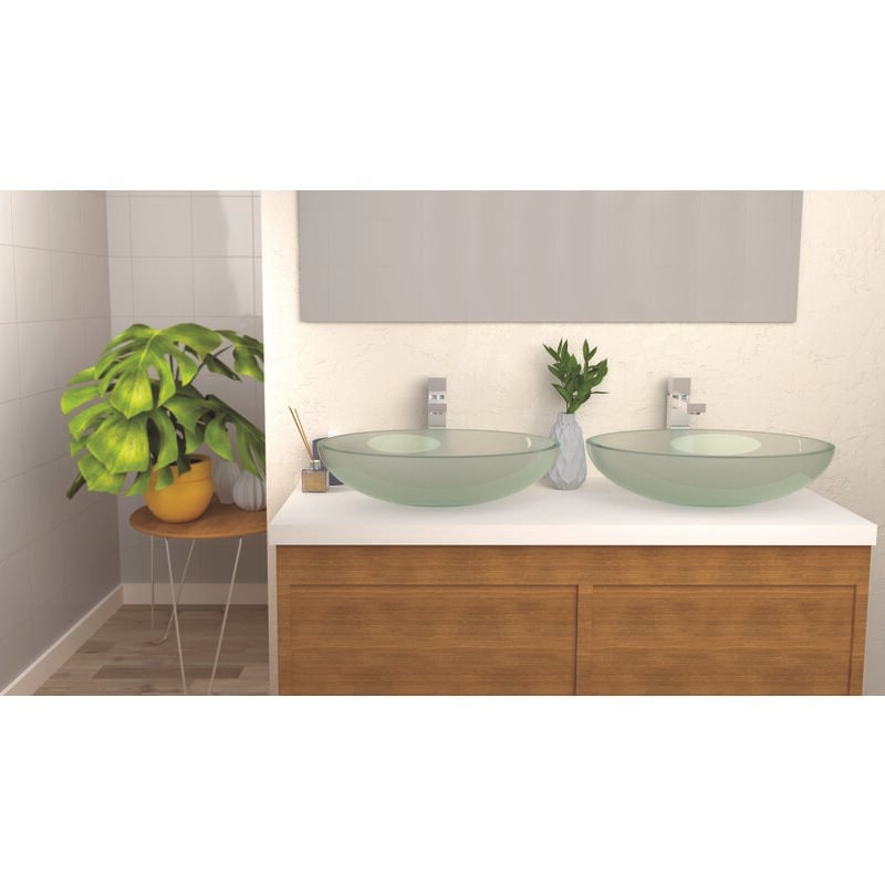 Ondee - Vasque ovale à poser pirogue - Transparent - 56x36,5cm - Verre - Sans trop plein