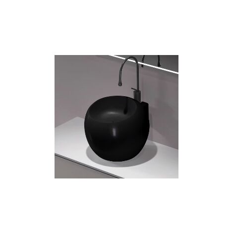 Vasque Haute Totem à Poser et/ou à Suspendre Céramique Noire 50cm -Ove
