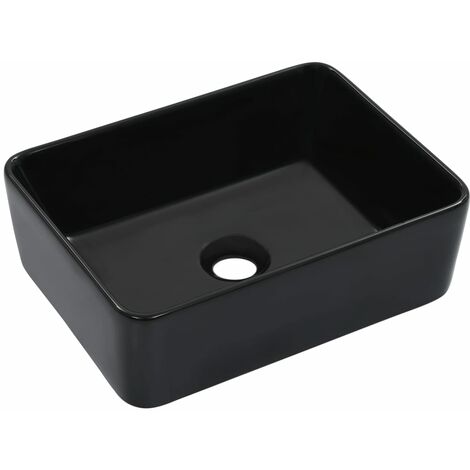 Vasque lavabo avec Trou/ 40x30x13 cm Évier de moderne Céramique Noir