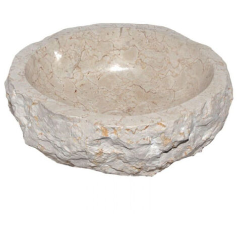 Vasque lave-mains à poser marbre beige BAIN 30 à 39 cm - 39x35x15 cm - Kayu Meuble