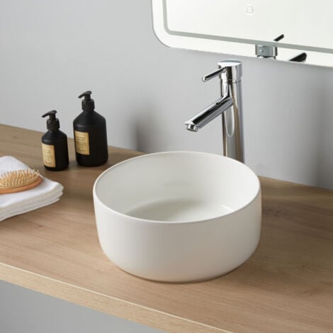 Vasque Lave mains Jany ø25 cm - Blanc brillant - Faible diamètre - Rebords fins