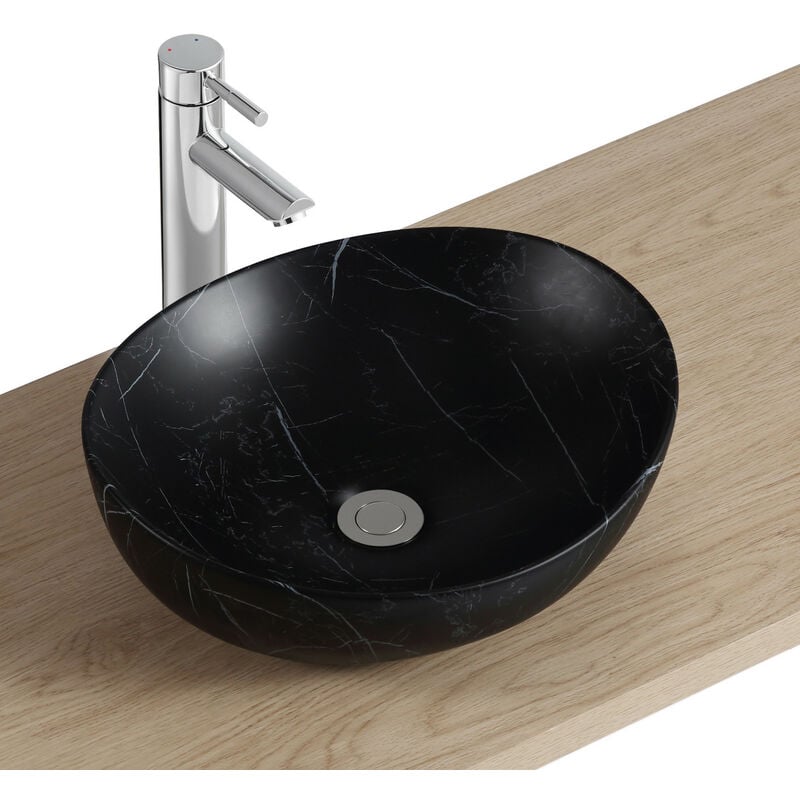 Mob-in - Vasque à poser ovale en céramique 42x37cm anna