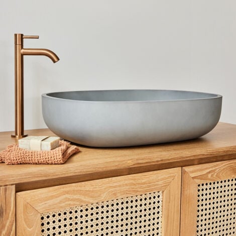 Vasque ovale en béton naturel 50 cm