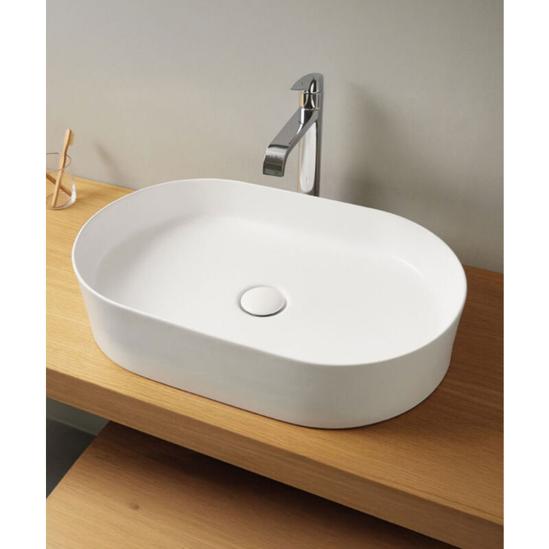 Vasque ovale en céramique - Trapani Blanc mat