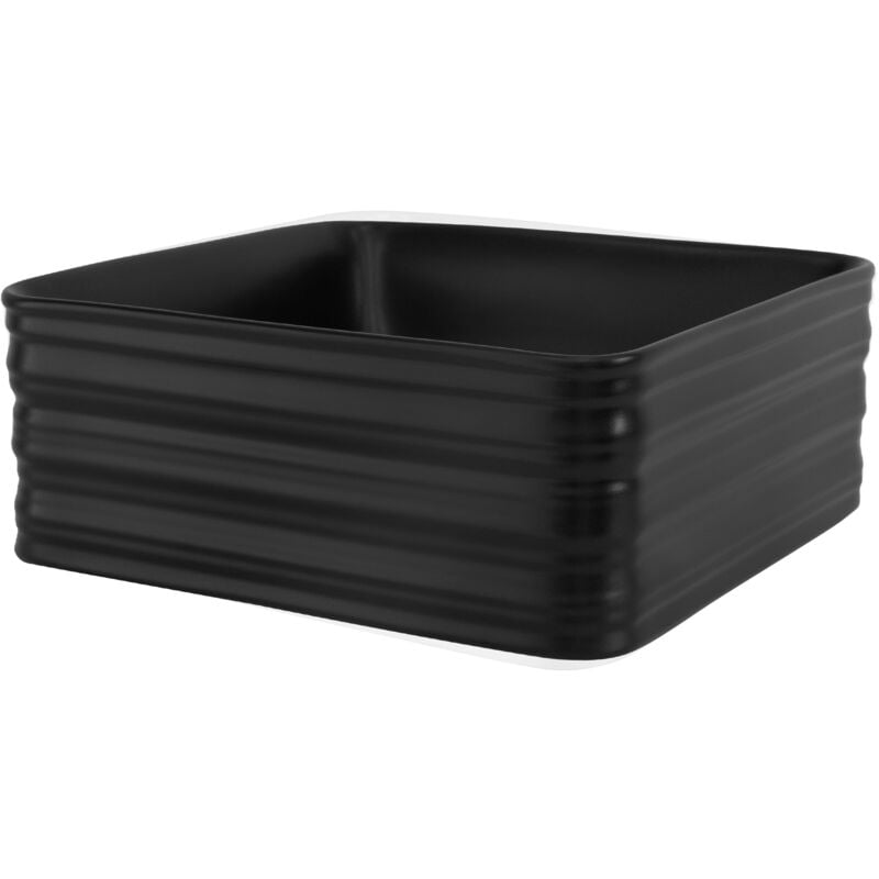 ML-Design Lavabo en Céramique Noir Mat, 39 x 39 x 15 cm, Carré, Vasque à Poser sur Plan de Toilette, Lave-Mains Évier pour la Salle de Bain / wc