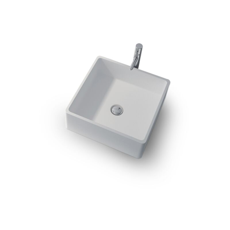 

Lavabo de encimera cuadrada en Composite blanco – Bahia