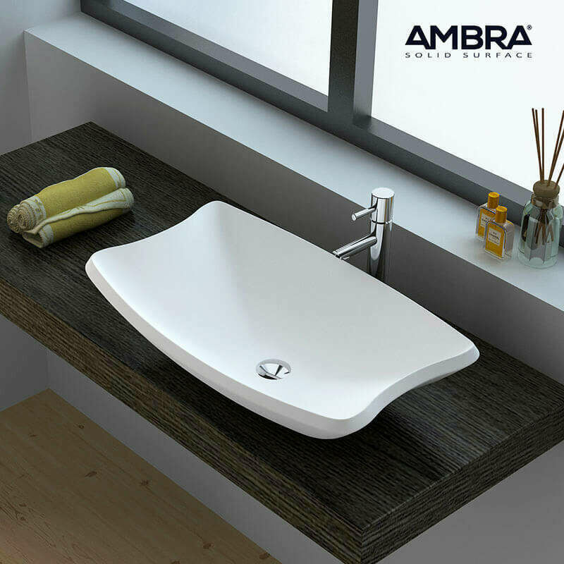 

Lavabo de encimera diseño rectangular de Solid Surface – moréa