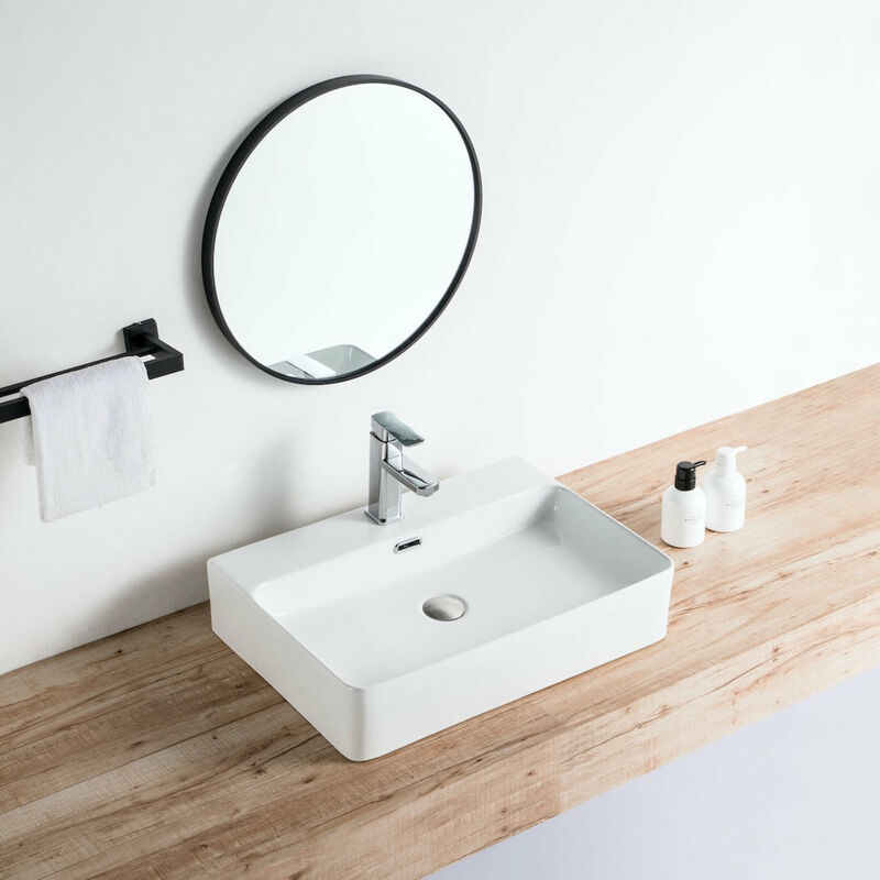 Stano. - Vasque à poser rectangulaire en céramique estero 60 x 42.5 cm