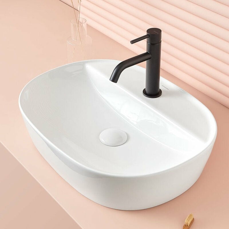 Vasque à poser en céramique marino blanc 50 x 38 cm