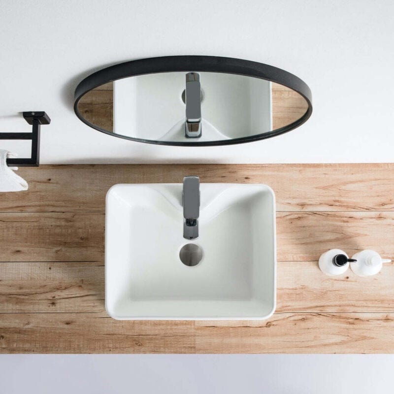 Stano. - Vasque à poser rectangulaire en céramique rosario 48 x 37 cm