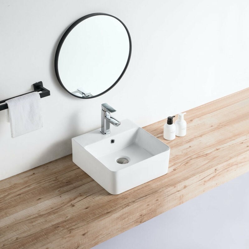 Stano. - Vasque à poser rectangulaire en céramique venado s 42 x 42.5 cm