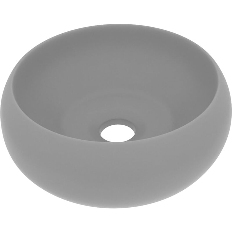 Vasque à poser Lavabo rond de luxe Gris clair mat 40x15 cm Céramique