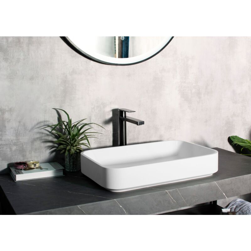 Bernstein - Vasque à poser NT38 en pierre solide Solid Stone - blanc mat - 60 x 40 x 11 cm