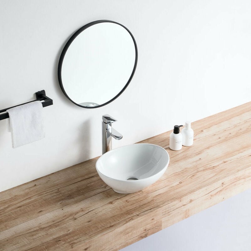 Vasque à poser ovale en céramique POSADAS 40.5 x 33 cm