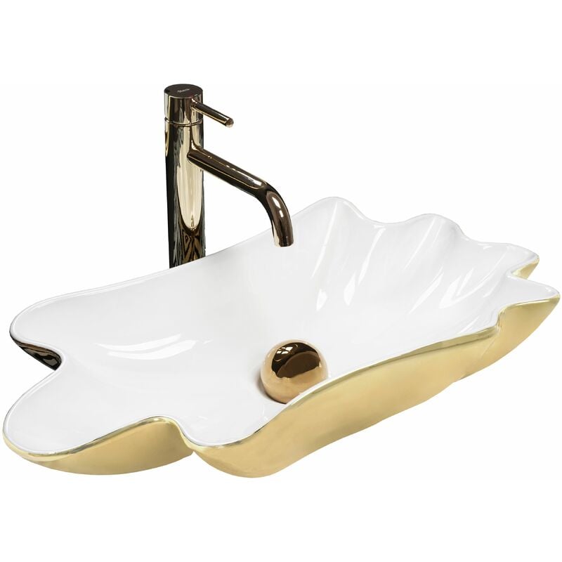 REA - vasque à poser sea infinity white gold + bonde click-clack