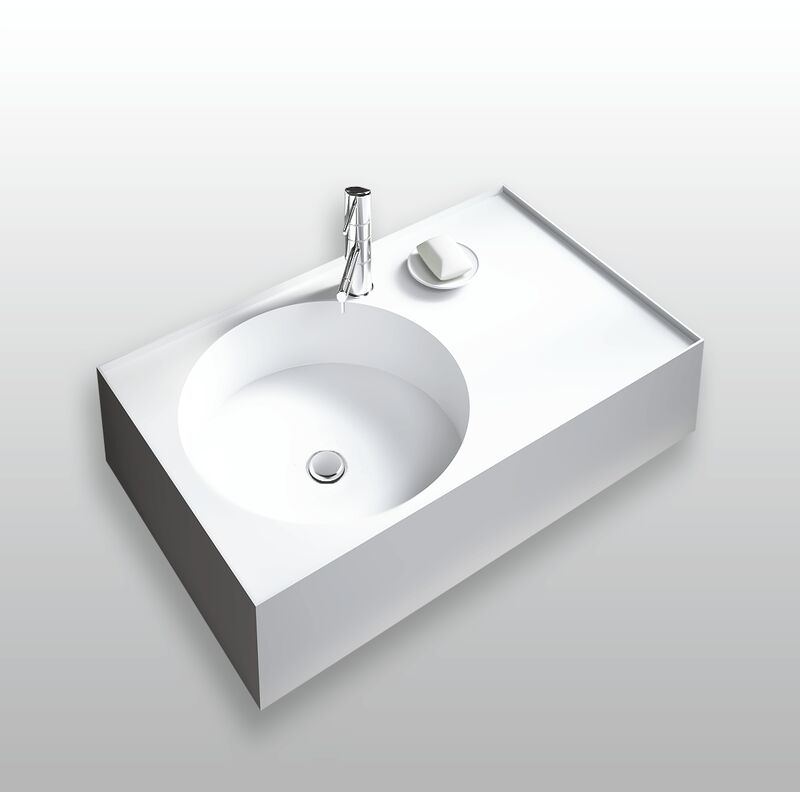 

Lavabo sobre encimera rectangular en Solid surface 80 cm - Sara