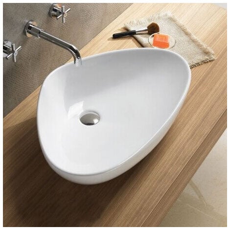 Vasque pour salle de bain Asymétrique - Céramique - 59x40 cm - Young