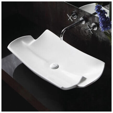 Vasque pour salle de bain Asymétrique - Céramique - 78x38 cm - Stage