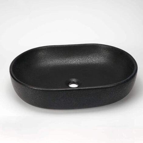 Vasque pour salle de bain Ovale - Céramique Noir Mat - 59x42 cm - Extra