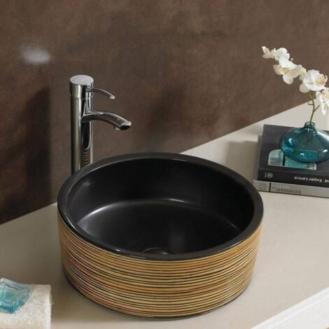 Vasque pour salle de bain Ronde - Céramique Noire - 41 cm - Soon
