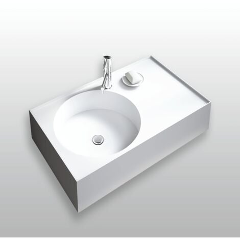 Vasque rectangulaire à poser en Solid surface 80 cm - Sara