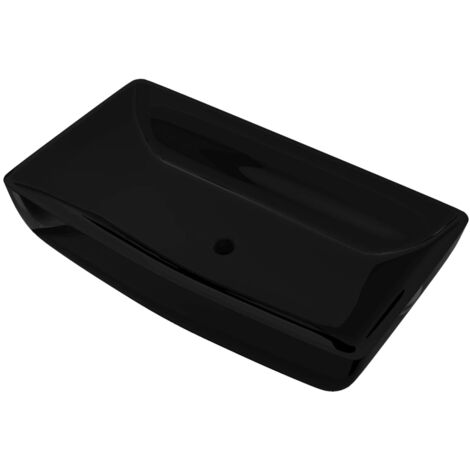 Vasque Rectangulaire Céramique Lave-mains Salle de Bain Noir/Blanc vidaXL