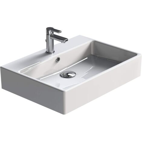 Vasque rectangulaire emboîtable en céramique blanche de 60 cm