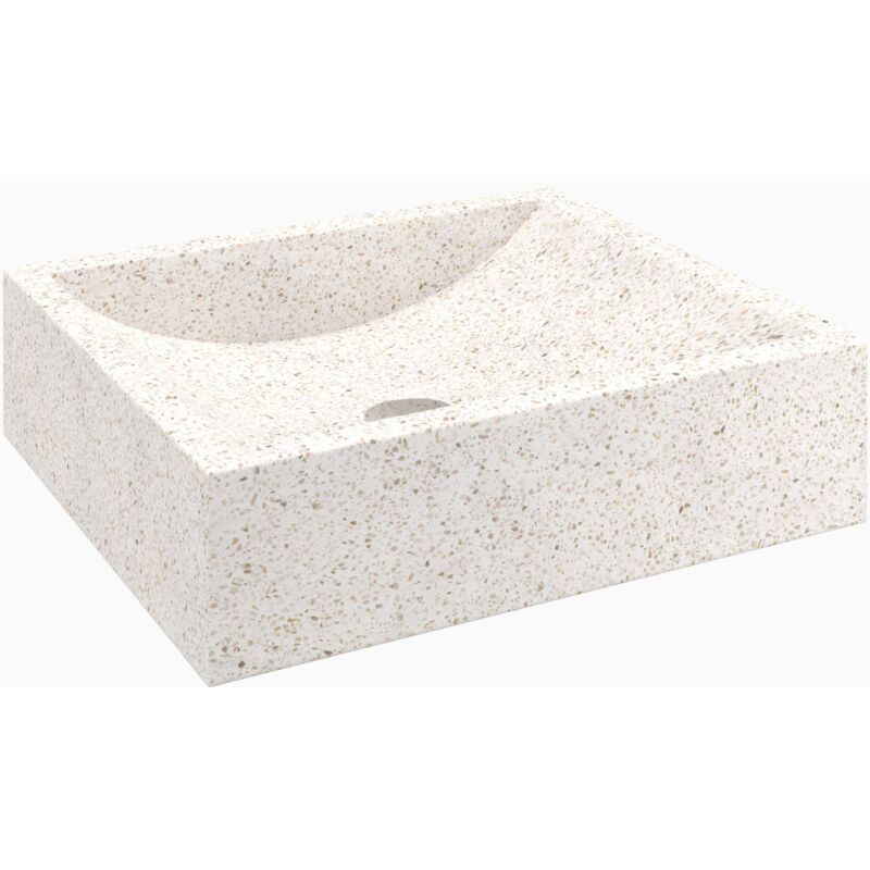 Vasque rectangulaire en terrazzo blanc - lyséa