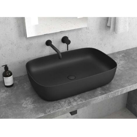 Vasque rectangulaire MILOS à poser sur un meuble de bain 60x39x14,5 cm-Noir-39 --