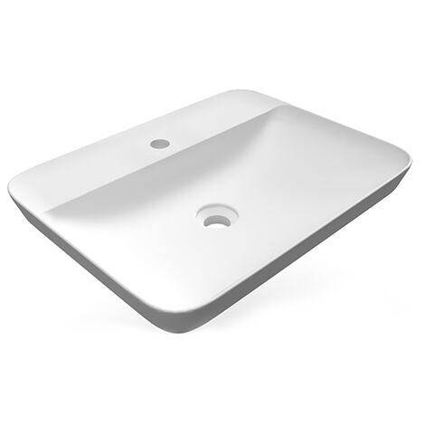 Vasque rectangulaire monotrou à encastrer 55 x 42 cm blanc