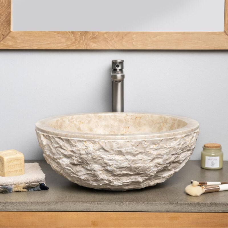 Wanda Collection - Vasque Rome en marbre à poser crème 40cm