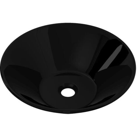 Vasque rond céramique 42 cm pour salle de bain noir - Noir
