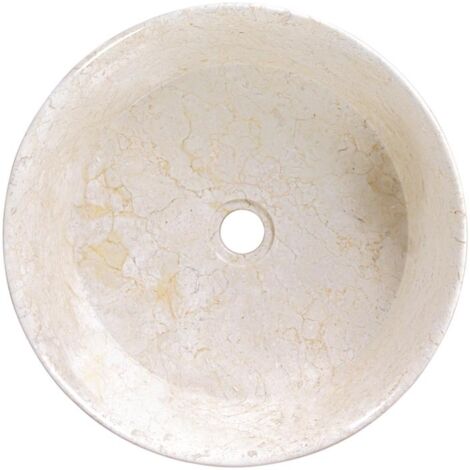 Vasque ronde à poser en marbre crème bord fin Ø40cm LYT-D CREAM - 40x40x15 cm - Kayu Meuble