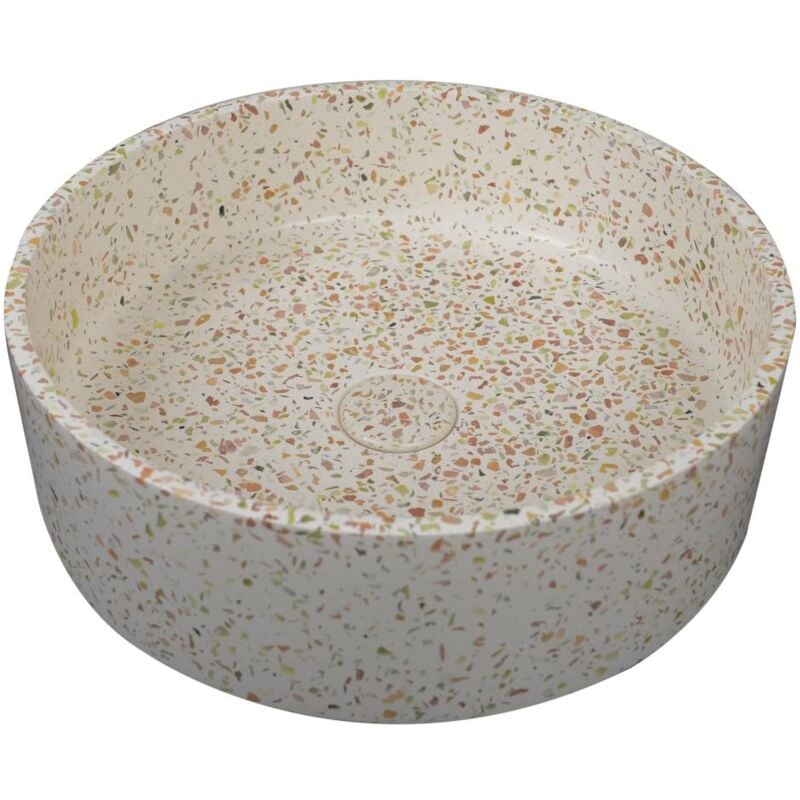 Vasque ronde à poser en terrazzo rose - 39 cm - dukat