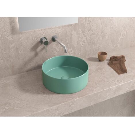 Vasque ronde turquoise à poser sans trou JEY-M 35,5 x35,5 x 12 cm