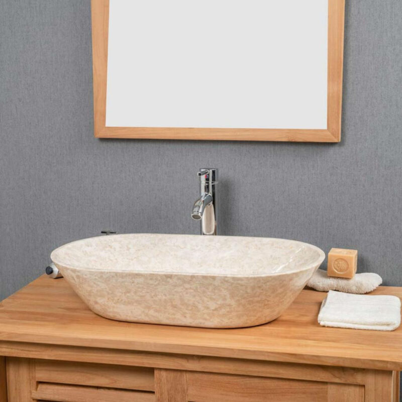 Wanda Collection - Vasque salle de bain en marbre Eve crème 60 cm