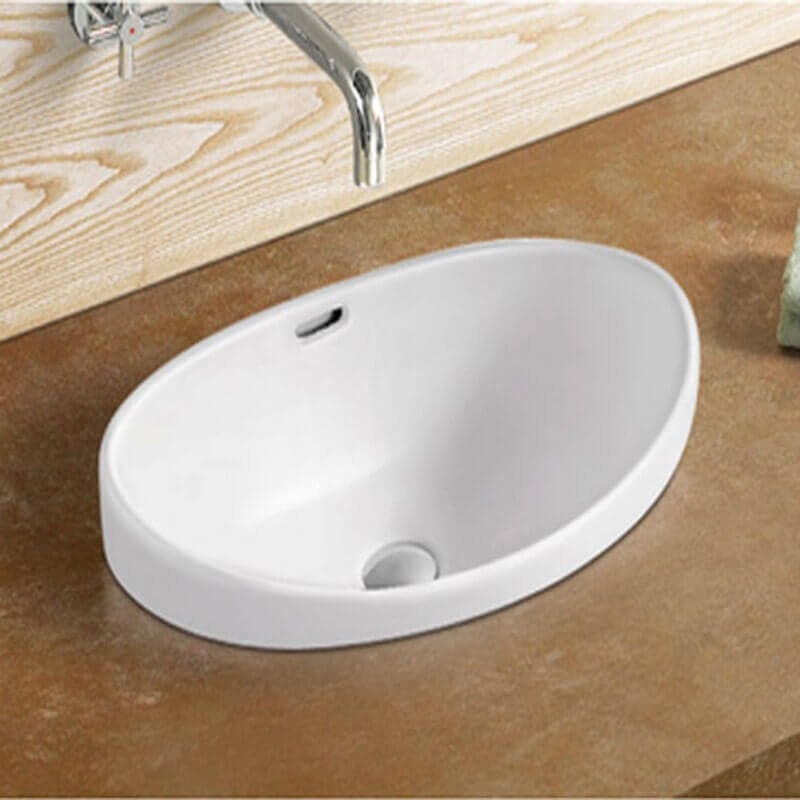 Vasque semi encastrable ovale céramique - 60x38 cm - Soft