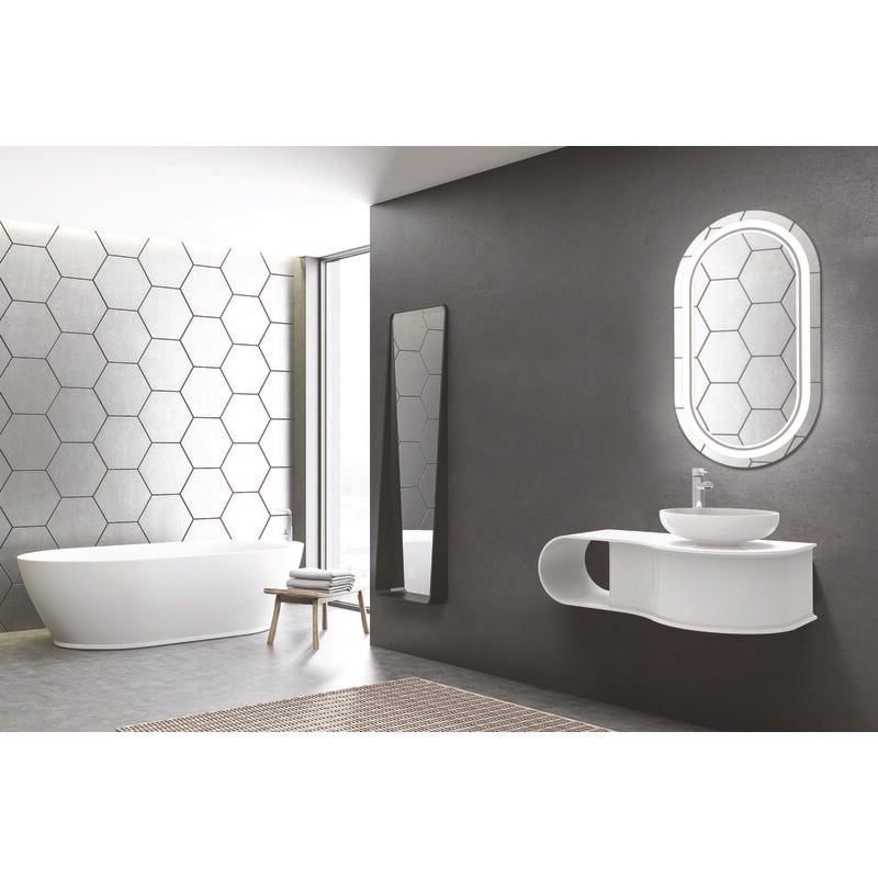 Ondee - Plan vasque à suspendre snow - 100cm - Blanc - Solid Surface - Sans trop plein