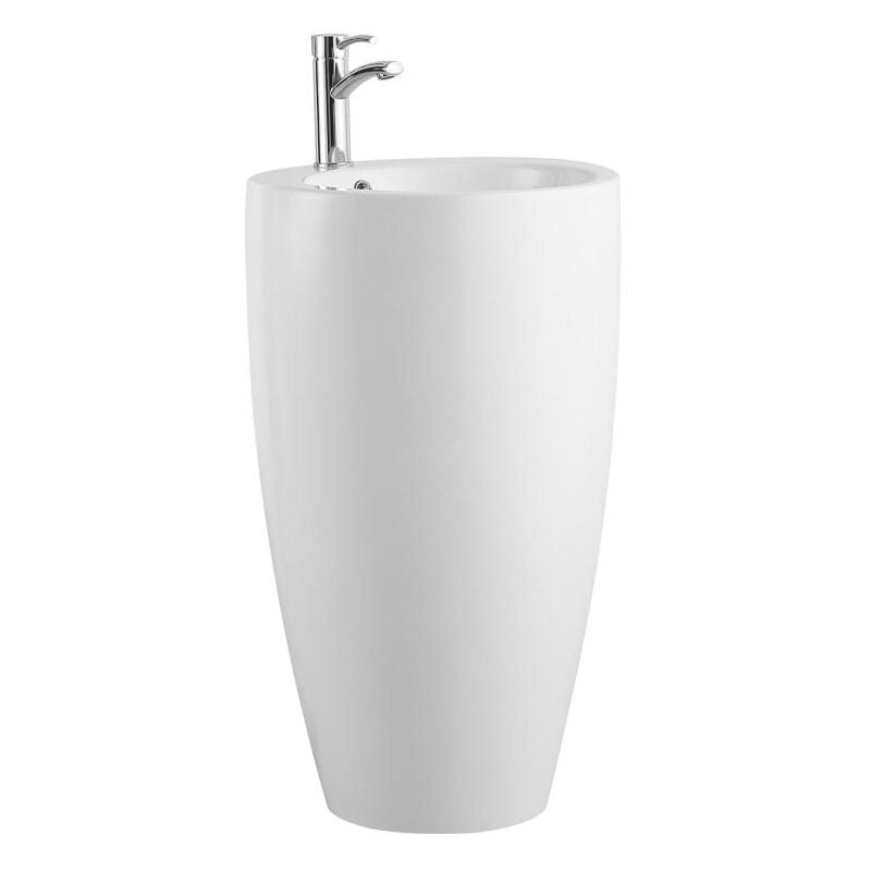 Vasque sur pied cylindrique blanche - D50 x H83 cm - MILOS II