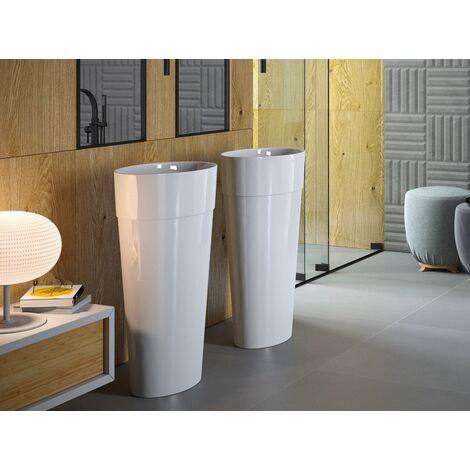 Vasque sur pieds blanc brillant avec bonde chrome UNIQUA