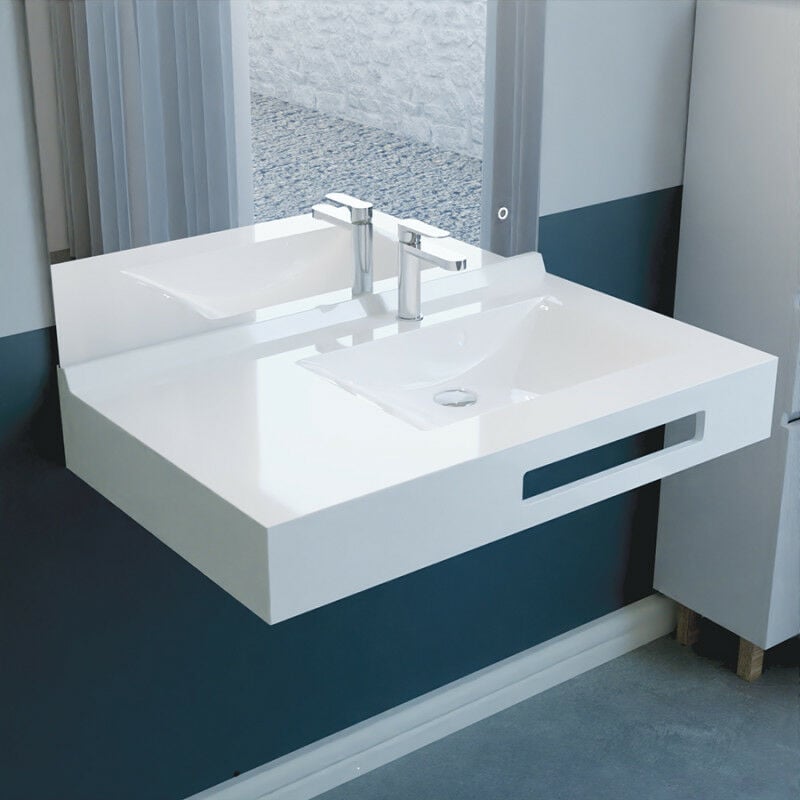 Cuisibane - Vasque suspendue evidence 90 cm déporté à droite- Blanc