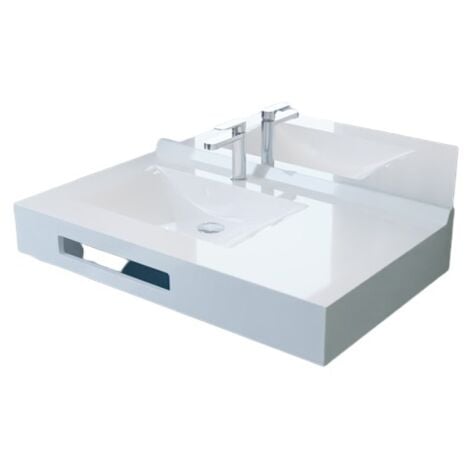 Vasque suspendue carrée EVIDENCE 90 cm déporté à droite- blanc