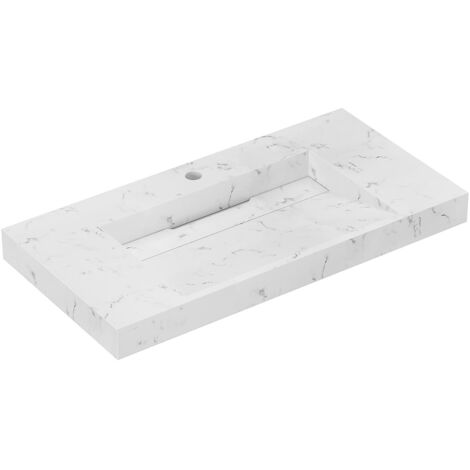 Vasque suspendue en solid surface blanche - L90.2 x l45.2 x H8 cm - TAKOTNA