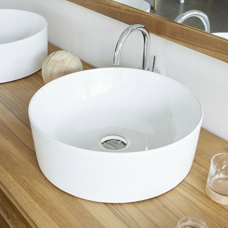 Vasque tambour en céramique blanche