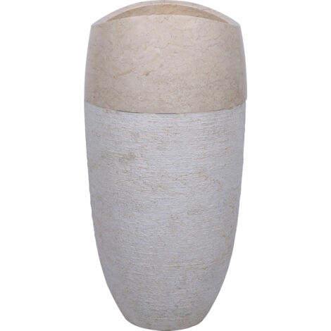 Vasque totem arrondie en marbre crème  Ø40cm PGT-G CREAM - 40x40x90 cm - Kayu Meuble