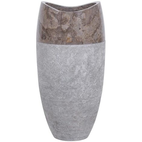 Vasque totem arrondie en marbre gris Ø40cm PGT-G GREY - 40x40x90 cm - Kayu Meuble