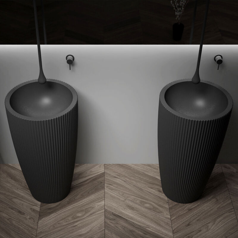 Vasque totem TWZ316 en fonte minérale - 50 x 50 x 90 cm - 2 couleurs en option Noir mat - Bernstein