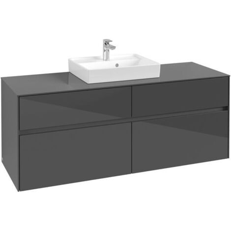 Vasque VB Collaro 1400x548x500mm 4 trous, vasque avec finition gris brillant