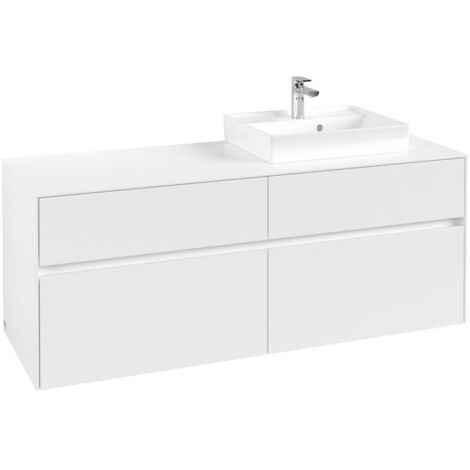 Vasque VB Collaro US 1400x548x500mm 4 Éléments, lavabo blanc mat